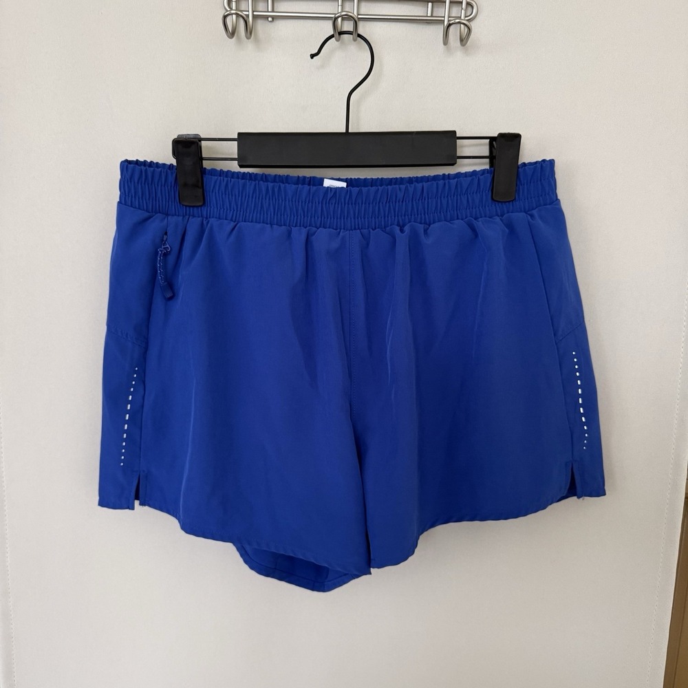 Marika Womens Medium Blue Double Layer Athletic Work Out Shorts Gym Running
